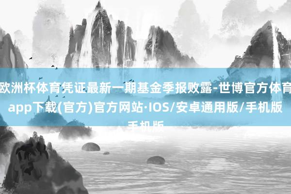 欧洲杯体育凭证最新一期基金季报败露-世博官方体育app下载(官方)官方网站·IOS/安卓通用版/手机版
