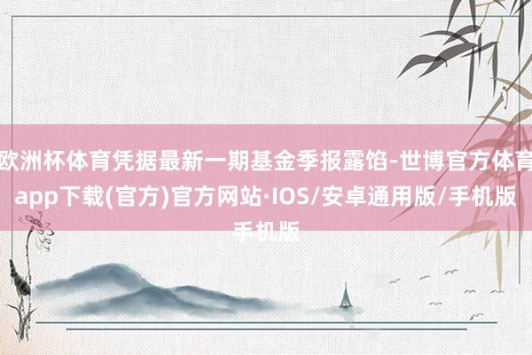 欧洲杯体育凭据最新一期基金季报露馅-世博官方体育app下载(官方)官方网站·IOS/安卓通用版/手机版